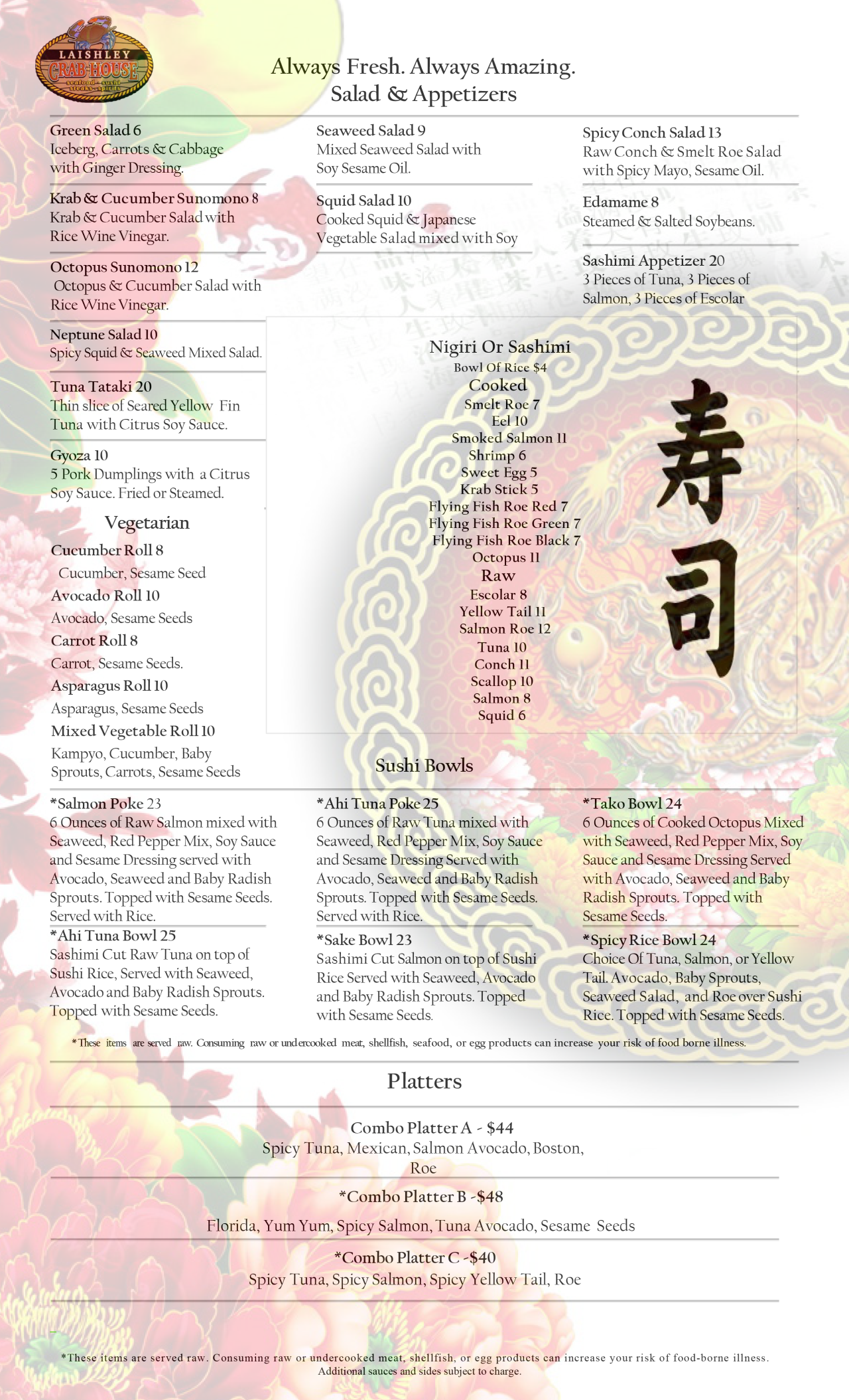 LCH Sushi Menu